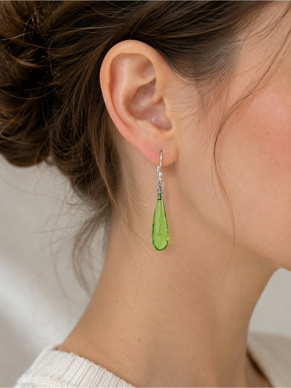 One-of-a-Kind Kelly Green Quartz Teardrop Earrings